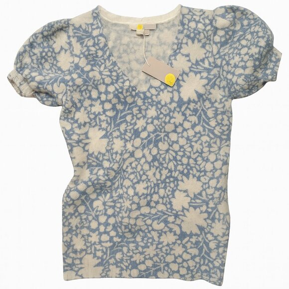 NWT! Boden Women's Printed Puff Sleeve Wool and Alpaca-Blend Top - Picture 2 of 5